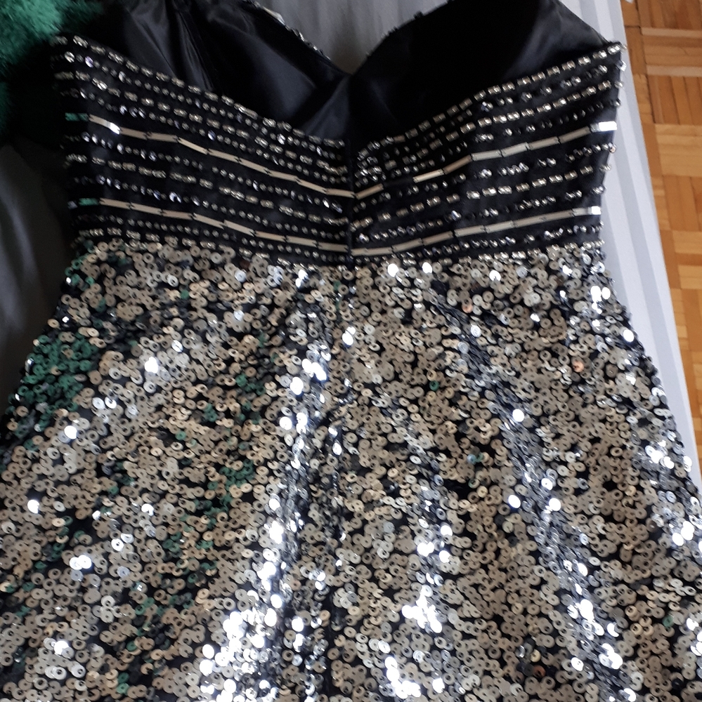 BUSTIER CRYSTAL AND SEQUINED DRESS